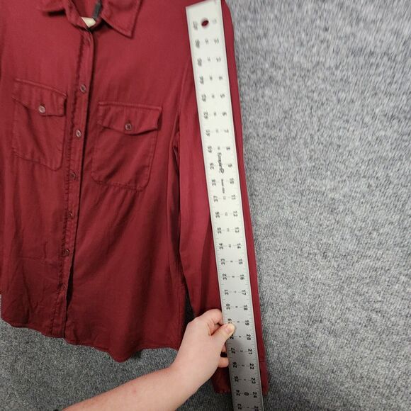 NWOT MASSIMO DUTTI Red Long Sleeve Collared Double Pocket Blouse Top SIZE 8 - Picture 12 of 16